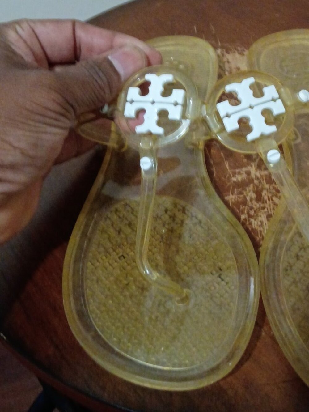 Tory Burch Women's Mini Miller Jelly Thong Sandal Clear & White - Size 8 - Picture 8 of 12